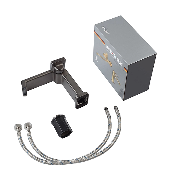 Змішувач для умивальника MIXXUS PREMIUM TERRA 001 NUT GRAPHITE (колір графіт) (MI8383) - Фото - 6