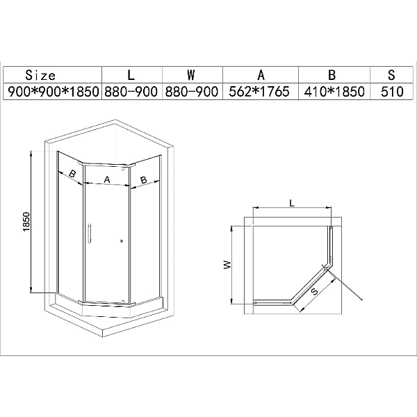 Душова кабіна з низьким піддоном MIXXUS LINES SCT01-90x90x198-TR GRAPHITE прозоре скло 6мм (MI8429) - Фото - 2