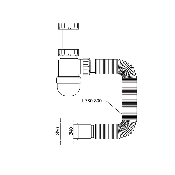 Сифон для умивальника MIXXUS SU-05-A 1 1/2"x40 без випуску 40*40/50 (MI8182) - Фото - 2