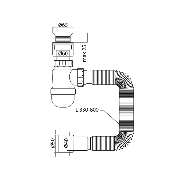 Сифон для умивальника MIXXUS SU-06-A 1 1/2"x40 з пластиковим випуском (MI8183) - Фото - 2