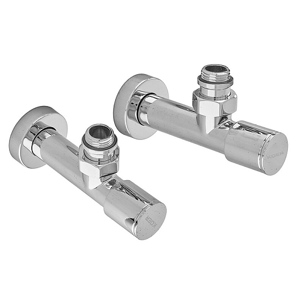 Комплект кранів рушникосушарки кутовий M1/2''xM1/2'' подовжений хромований KOER KR.SET.533 (KR5842) - Фото - 2