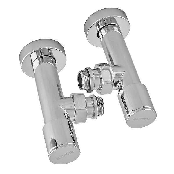 Комплект кранів рушникосушарки кутовий M1/2''xM1/2'' подовжений хромований KOER KR.SET.533 (KR5842) - Фото - 5