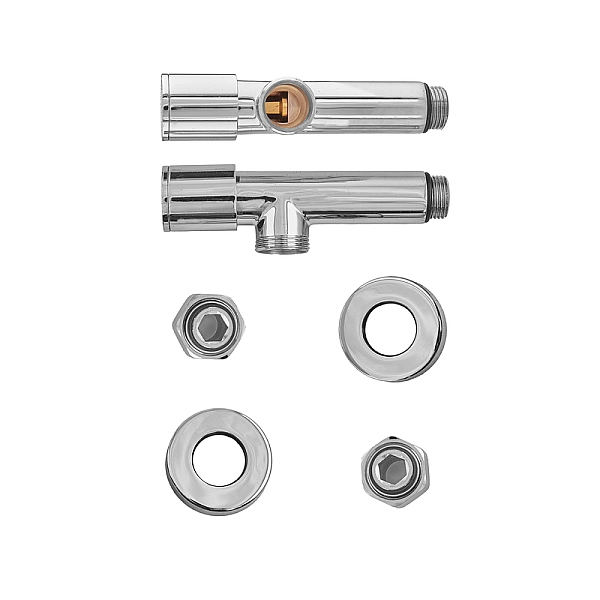 Комплект кранів рушникосушарки кутовий M1/2''xM1/2'' подовжений хромований KOER KR.SET.533 (KR5842) - Фото - 3