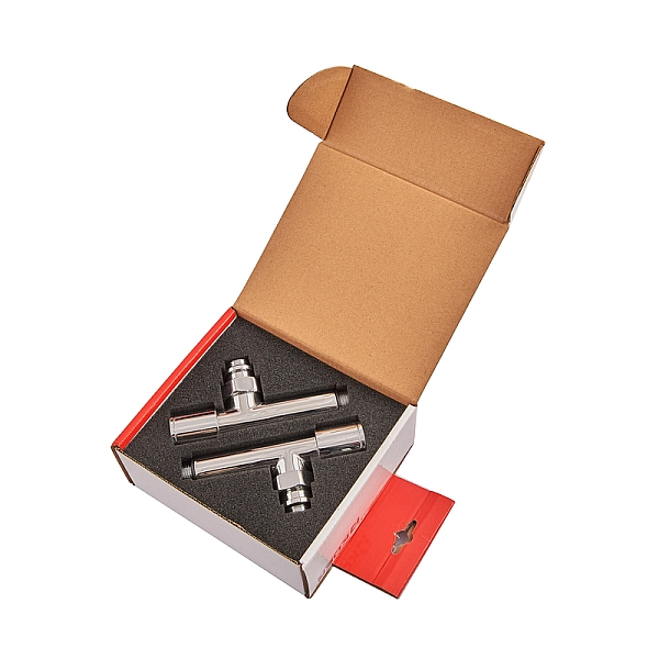Комплект кранів рушникосушарки кутовий M1/2''xM1/2'' подовжений хромований KOER KR.SET.533 (KR5842) - Фото - 6