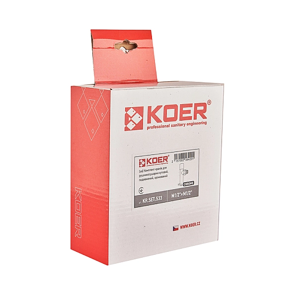 Комплект кранів рушникосушарки кутовий M1/2''xM1/2'' подовжений хромований KOER KR.SET.533 (KR5842) - Фото - 4