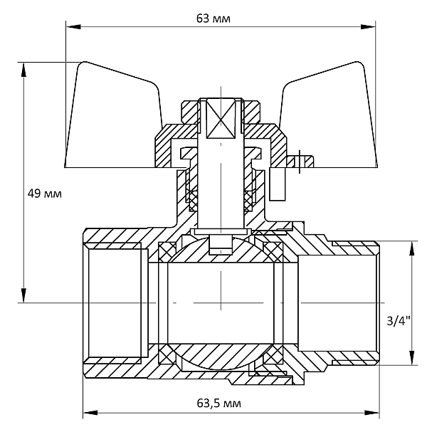 Кран кульовий KOER 3/4" ГШМ (KR.218.W) білий (KR0183) - Фото - 5