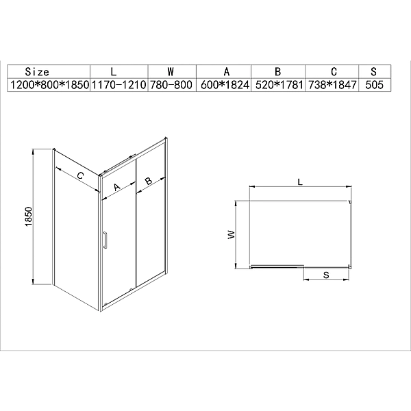Душова кабіна без піддону MIXXUS HARD SC01-120x80x185-TR CHROME прозоре скло 5мм NEW (MI8369) - Фото - 5