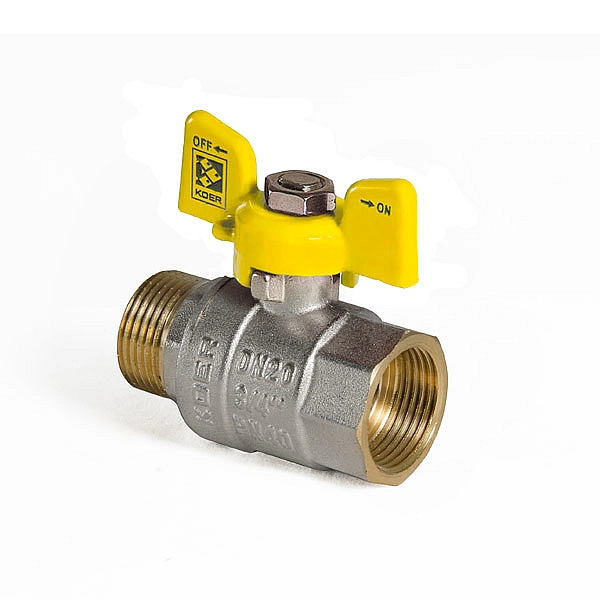 Кран кульовий KOER KR.218.G - 3/4" FM ГШМ YELLOW, ручка "метелик" жовта (KR0094) - Фото - 3