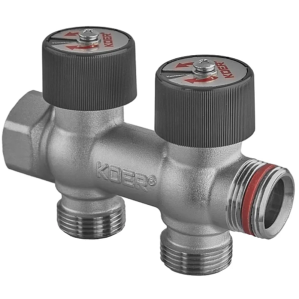 Колектор вентильний без фітингу 3/4"x3/4"x3/4"x2 WAYS (KOER KR.1128-2) (KR5871)