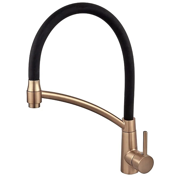 Змішувач для кухні MIXXUS PREMIUM ROSSI 017 BRUSHED GOLD REFL.BLACK (Колір матове золото+силік. вилив чорний) (MP6723)