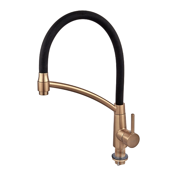 Змішувач для кухні MIXXUS PREMIUM ROSSI 017 BRUSHED GOLD REFL.BLACK (Колір матове золото+силік. вилив чорний) (MP6723) - Фото - 4