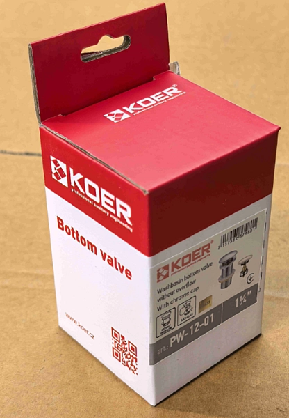 Донний клапан для раковини без переливу KOER PW-12-01 автоматичний (Click-Clack) (Колір хром) 1 1/4'' (KR5798) - Фото - 15