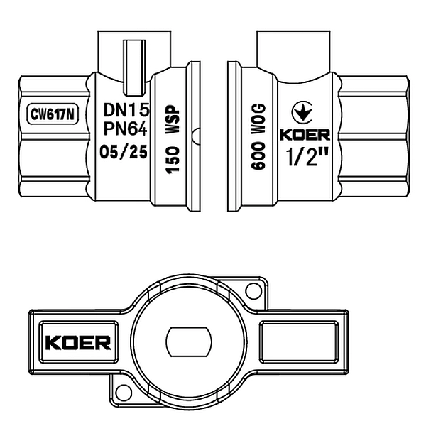 Кран кульовий ГГМ KOER EXTREME KE.217-15 - 1/2" FF  ручка "метелик" червона (KR5756) - Фото - 2