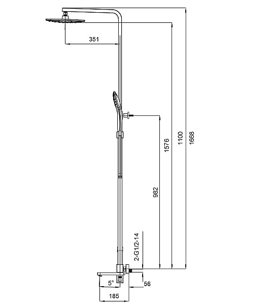 Душова колона зі змішувачем KOER KB-56009-01, 3 функції (Колір хром) (KR3506) - Фото - 3