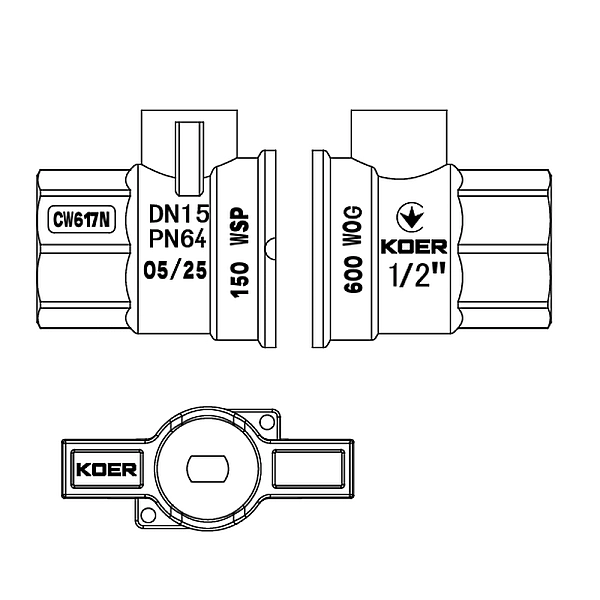 Кран з американкою KOER EXTREME KE.227-15 - 1/2" ручка "метелик" червона (KR5765) - Фото - 6