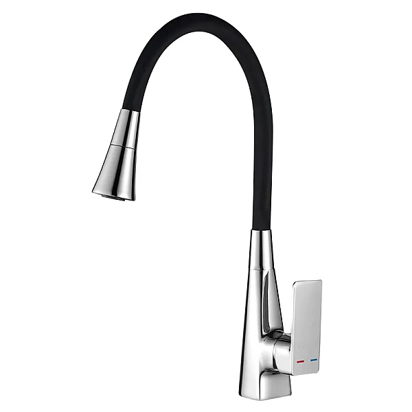 Змішувач для кухні MIXXUS ETNA 014-T NUT REFL.BLACK (Колір хром+силіконовий вилив чорний) (MI8419)