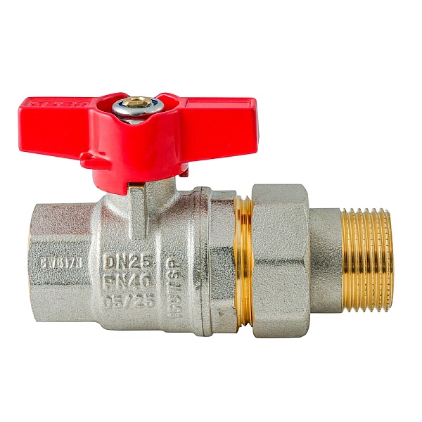 Кран з американкою KOER EXTREME KE.227-25 - 1" ручка "метелик" червона (KR5767) - Фото - 4