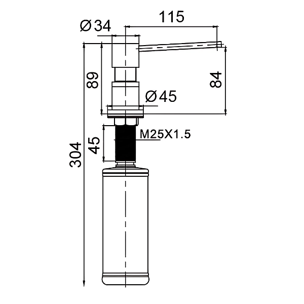 Дозатор для мийного засобу KOER SDB-01-05 врізний (колір чорний) (300 мл) (KR5626) - Фото - 4