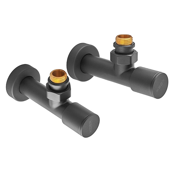 Комплект кранів рушникосушарки кутовий M1/2''xM1/2'' подовжений KOER KR.SET.535 BLACK (KR5844) - Фото - 5