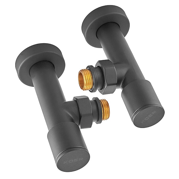 Комплект кранів рушникосушарки кутовий M1/2''xM1/2'' подовжений KOER KR.SET.535 BLACK (KR5844) - Фото - 6