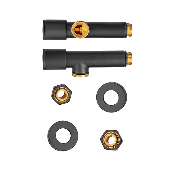 Комплект кранів рушникосушарки кутовий M1/2''xM1/2'' подовжений KOER KR.SET.535 BLACK (KR5844) - Фото - 2