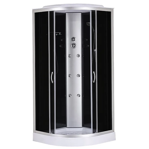 Бокс душовий з гідромасажем з низьким піддоном MIXXUS STRONG SBH02-90x90x215-GR SATIN сіре тоноване скло 4мм (MI6891)
