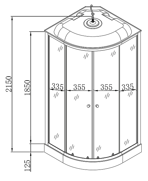 Бокс душовий з гідромасажем з низьким піддоном MIXXUS STRONG SBH02-90x90x215-GR SATIN сіре тоноване скло 4мм (MI6891) - Фото - 12