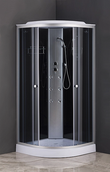 Бокс душовий з гідромасажем з низьким піддоном MIXXUS STRONG SBH02-90x90x215-GR SATIN сіре тоноване скло 4мм (MI6891) - Фото - 2