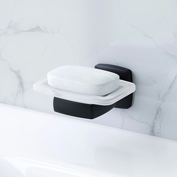 A9034222 Gem, Cкляна  мильниця з  настінним тримачем, чоний мат (1 сорт) - Фото - 6