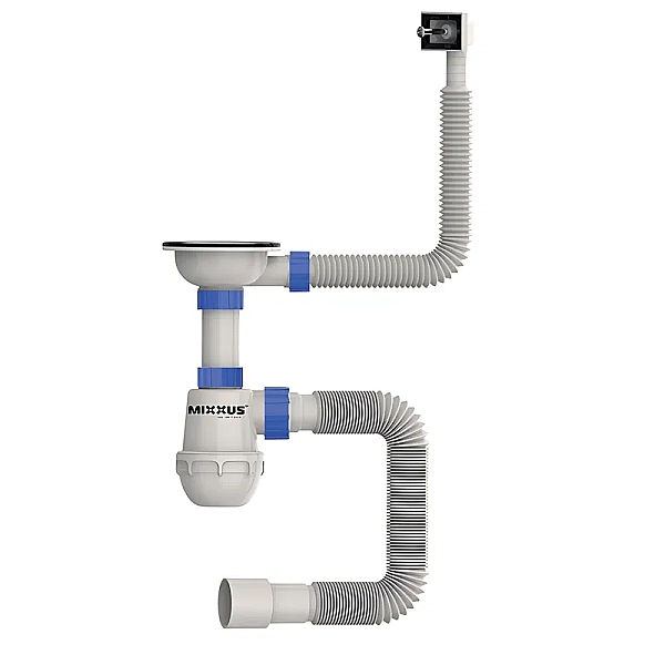 Сифон для кухні MIXXUS SK-02-A 3 1/2"x40 з нержавіючою сіткою, гнучким прямокутним переливом (MI8194)