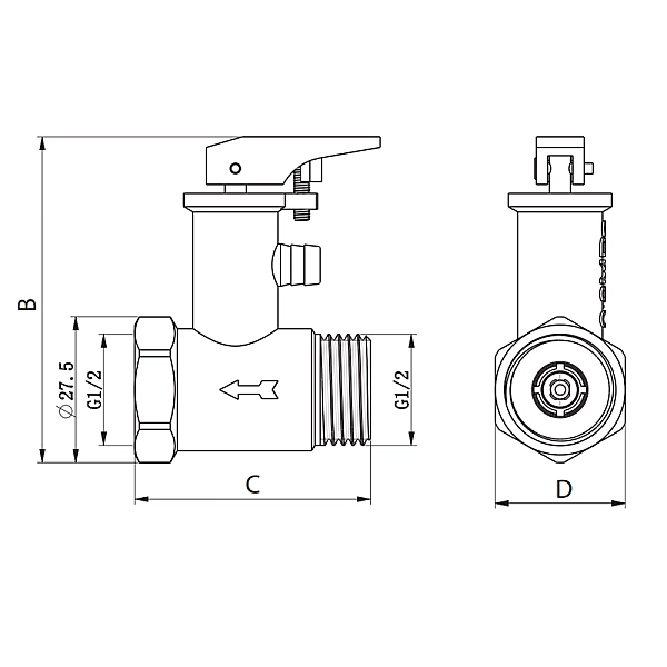 Запобіжний клапан для бойлера Koer KR.1046.K - 1/2” 6BAR (з ручкою) (KR4764) - Фото - 2