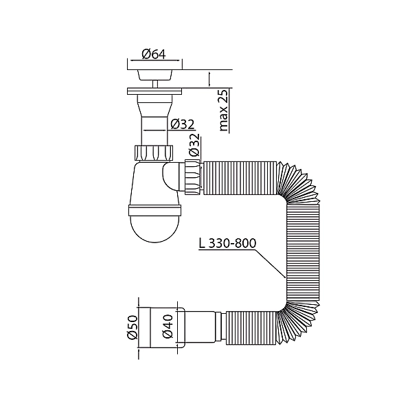 Сифон для умивальника MIXXUS SU-09-A 1 1/4"x32 з литим випуском (MI8189) - Фото - 2