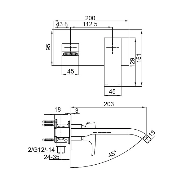 Змішувач для умивальника вбудований KOER KB-16007-01 (Колір хром) (KR3450) - Фото - 7
