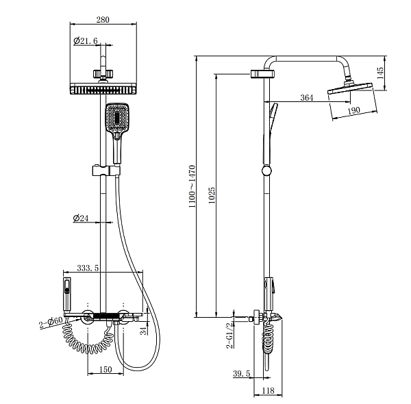 Душова колона зі змішувачем MIXXUS PREMIUM TERRA 029-J GRAPHITE (колір графіт) (MI8386) - Фото - 4