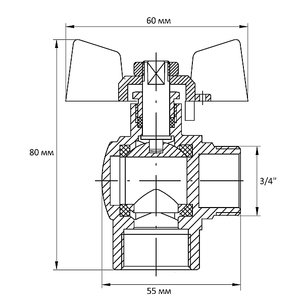 Кран кульовий Koer 3/4" ГШМ кутовий (KR.208) (KR2806) - Фото - 2