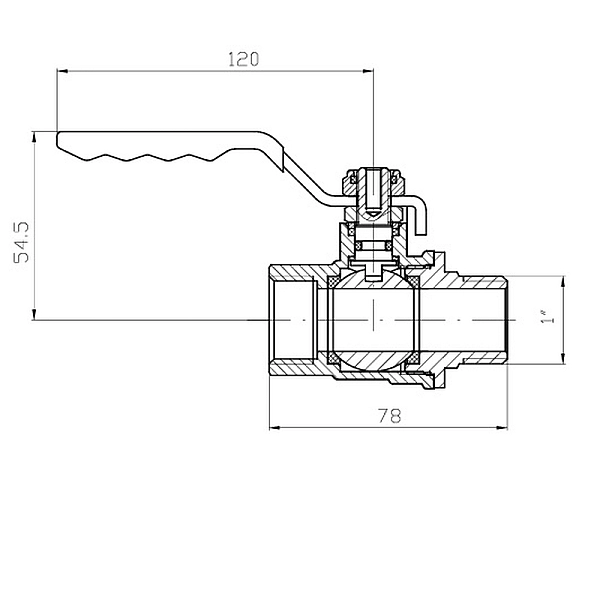 Кран кульовий ГШВ KOER EXTREME KE.215-25 - 1" FM ручка "важіль" червона (KR5752) - Фото - 4