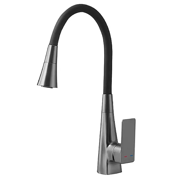 Змішувач для кухні MIXXUS ETNA 014-T NUT GRAPHITE REFL.BLACK (Колір графіт+силіконовий вилив чорний) (MI8422)