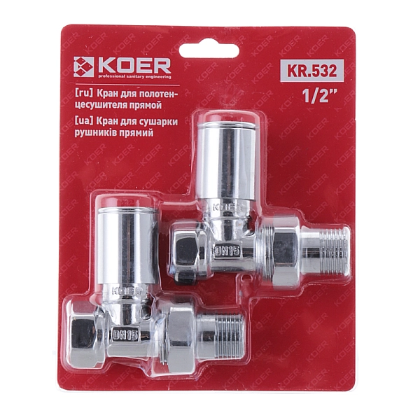 Кран для рушникосушки прямий Koer KR.532 - 1/2" (Продається по 1 шт.) (KR3074) - Фото - 3