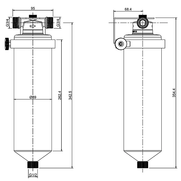 Колба фільтру для води з нерж. сталі 8 атм. 3/4" KOER KV-22-3/4 (KR5875) - Фото - 4