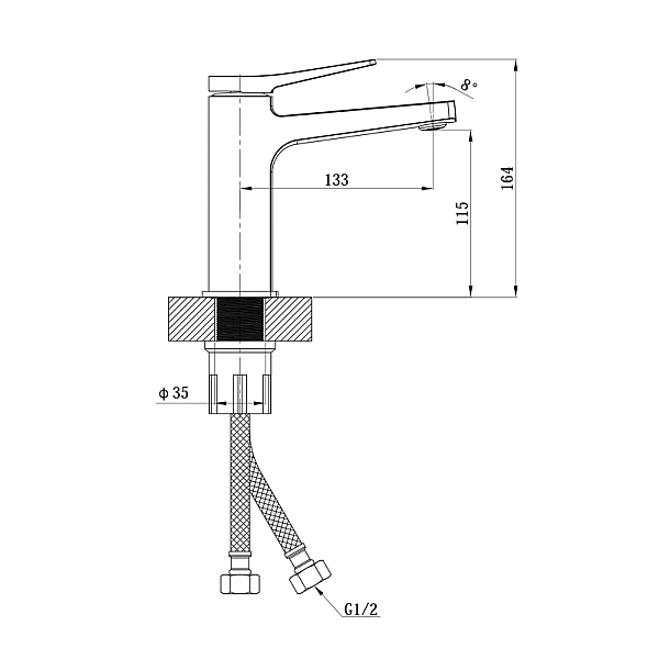 Змішувач для умивальника MIXXUS PREMIUM DEGAS 001 NUT (MI8245) - Фото - 5