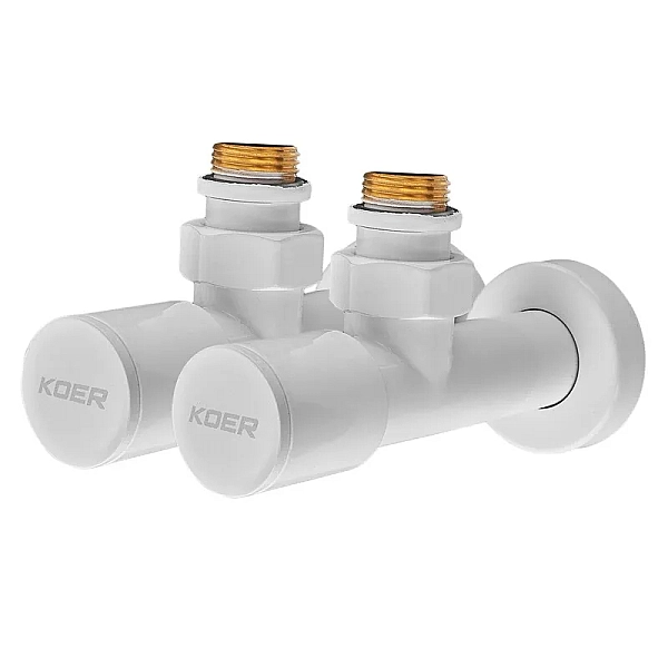 Комплект кранів рушникосушарки кутовий M1/2''xM1/2'' подовжений KOER KR.SET.534 WHITE (KR5843)