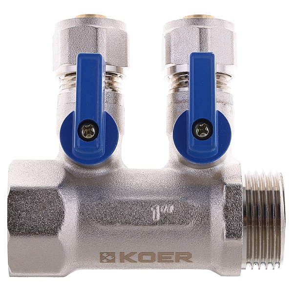 Колектор для теплої підлоги на 2 контура Koer KR.1126-2 1"x2 ways (KR2838) - Фото - 3