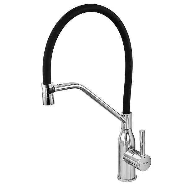 Змішувач для кухні MIXXUS PREMIUM GRAVITY 017 NUT REFL.BLACK (Колір хром+силік. вилив чорний) (MI8406)