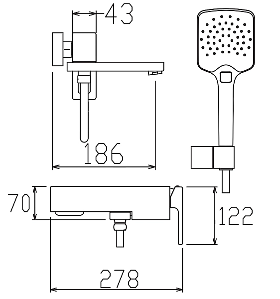 Змішувач для ванни з коротким виливом KOER KB-41009-05 (Колір чорний) (KR6018) - Фото - 4