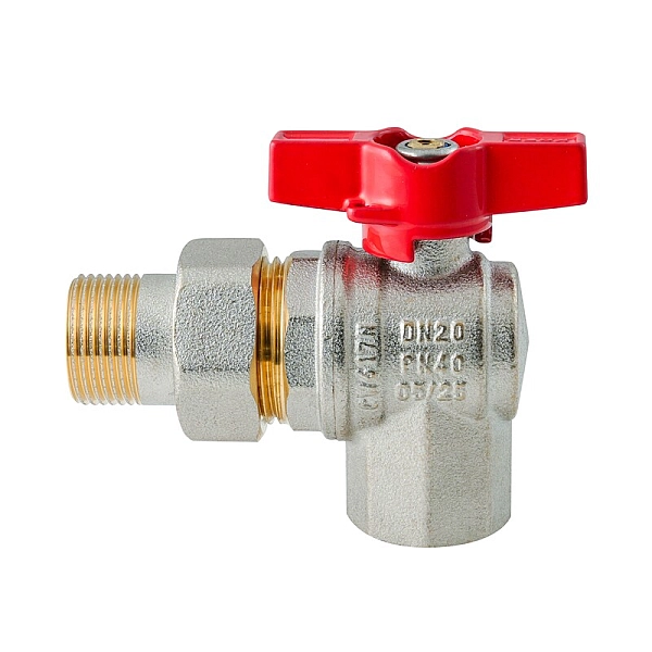 Кран з американкою кутовий KOER EXTREME KE.228-20 - 3/4" ручка "метелик" червона (KR5764) - Фото - 4