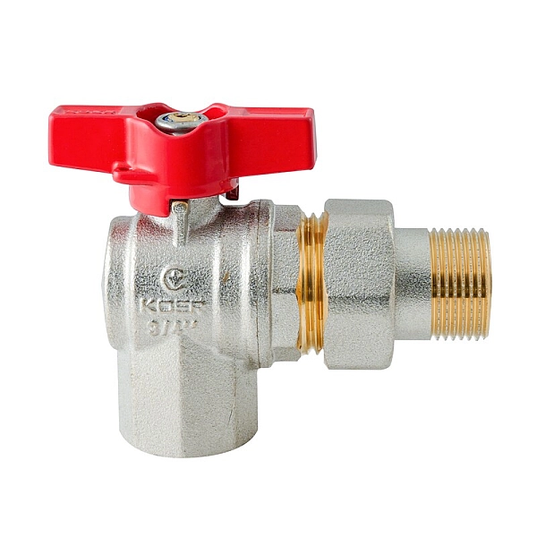 Кран з американкою кутовий KOER EXTREME KE.228-20 - 3/4" ручка "метелик" червона (KR5764) - Фото - 2