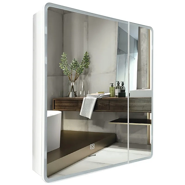 Дзеркальна шафка MIXXUS PREMIUM OLIVARY CM01-60x70x13 з LED Touch, димером, рег. яскравості (MI8294)