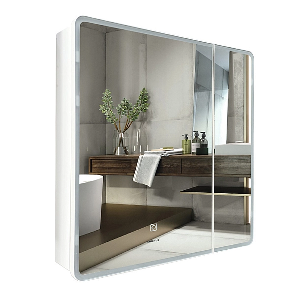 Дзеркальна шафка MIXXUS PREMIUM OLIVARY CM01-70x70x13 з LED Touch, димером, рег. яскравості (MI8295) - Фото - 10