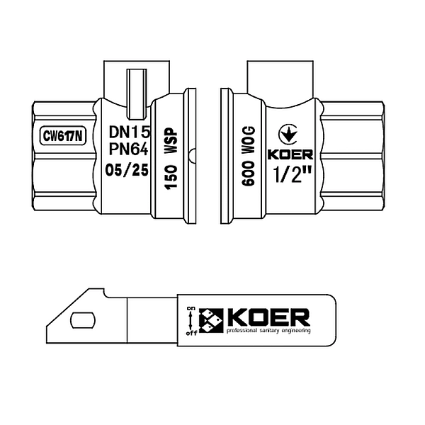 Кран кульовий ГГВ KOER EXTREME KE.214-15 - 1/2" FF ручка "важіль" червона (KR5744) - Фото - 2