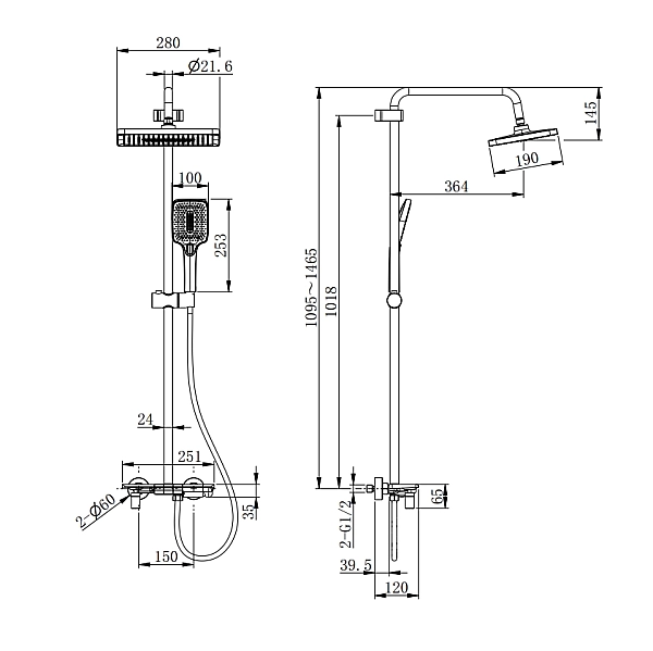 Душова колона зі змішувачем MIXXUS PREMIUM RONDA 009-J GRAPHITE (колір графіт) (MI8387) - Фото - 9